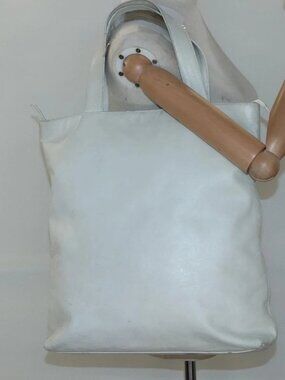 CHANEL COCO Mark Tote Bag Leather White CC Auth bs24229